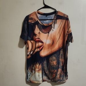 Trendy Graphic Short Sleeve Tee - Multicolor